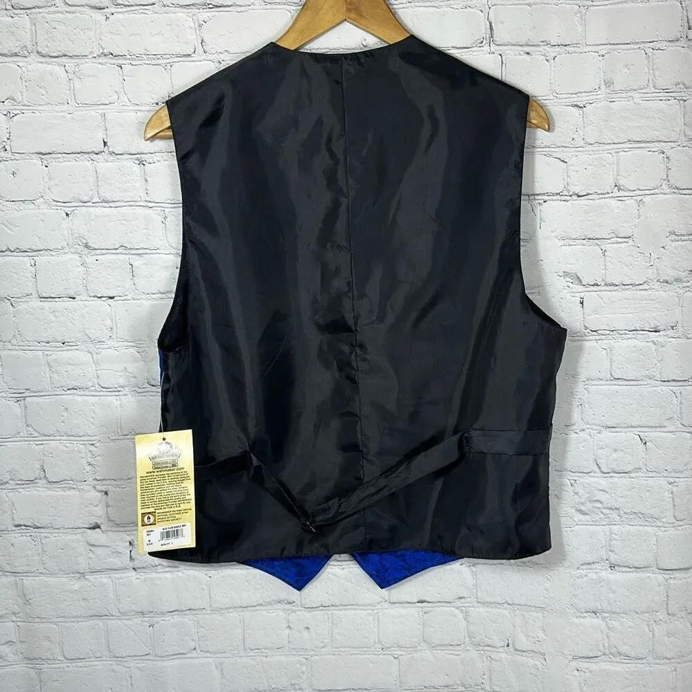 Wah Maker Frontier Collection Blue‎ Silk Vest Sz. M NWT Waistcoat Made in USA